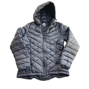 Zeroxposure hooded puffer quilted jacket full zip black size S NWOT with flaw